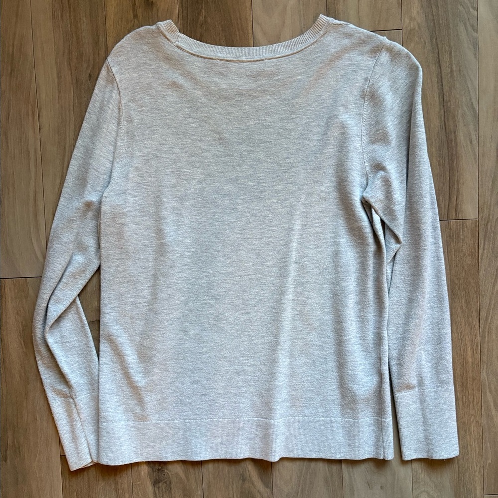 Loft Basic Grey Scoop-Neck Long Sleeve - image 3